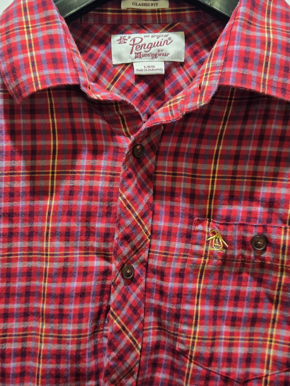 Original Penguin Red Plaid Button-Down Shirt